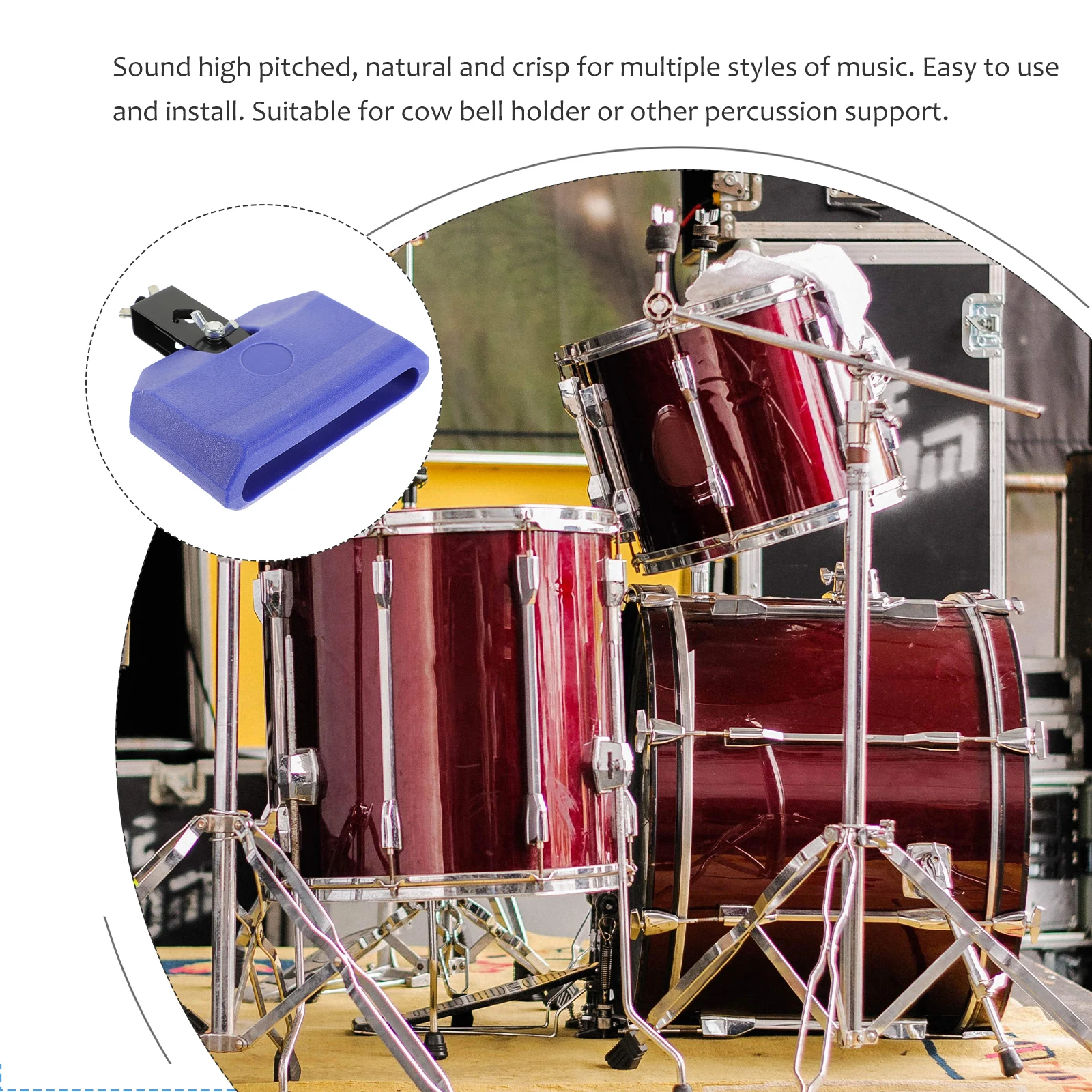 

Square Bangzi Accessories Drum Latin Percussion Cow Bell Holder Metal Plastic Durable Sound Crisp Natural Musical Instrument