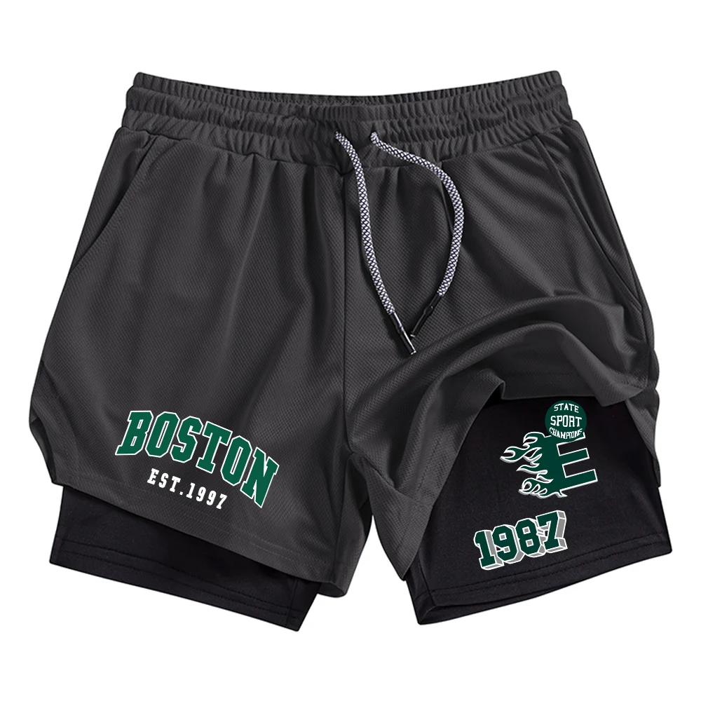Men's Creative Print Quick Drying Fitness Shorts Elastic And Breathable With Inner Phone Pocket And Towel Loop New Summer Style