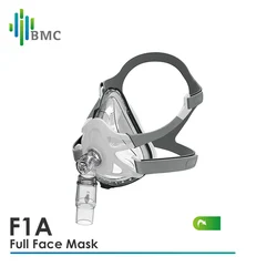 BMC CPAP Full Face Mask without Forehead Bipap APAP with Headgear Supplies for Sleep Apnea Anti Snoring Breathing Accessories
