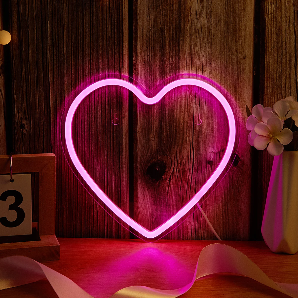 Chi-buy Heart LED Neon Sign USB Powered Neon Signs Night Light 3D Wall Art & Game Room Bedroom Living Room Decor Lamp Signs