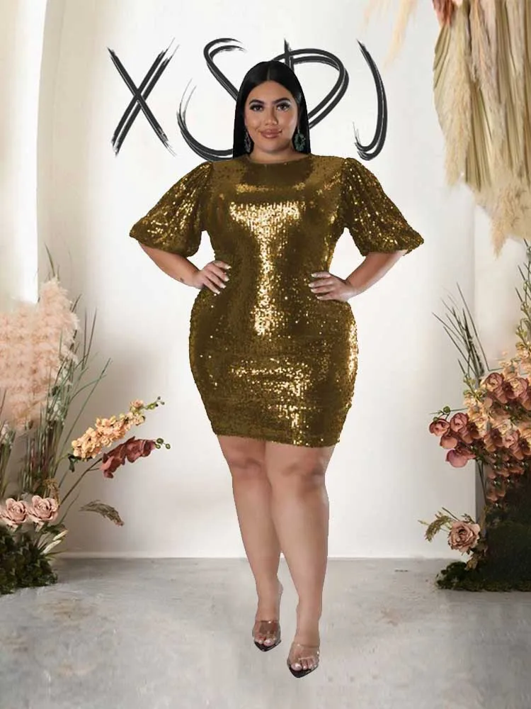 Evening Dresses for Parties Elegant and Beautiful Women's Dresses Plus Size Clothing 3xl 4xl 5xl Summer One Piece Sequins Dress