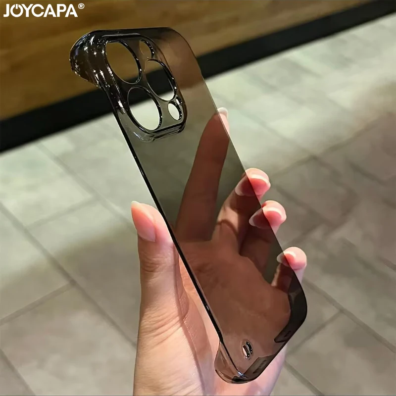 Ultra dünne transparente rahmenlose Hülle für iPhone 14 13 12 Mini 11 Pro max x xr xs 7 8 plus Hartplastik schlanke stoß feste Abdeckung