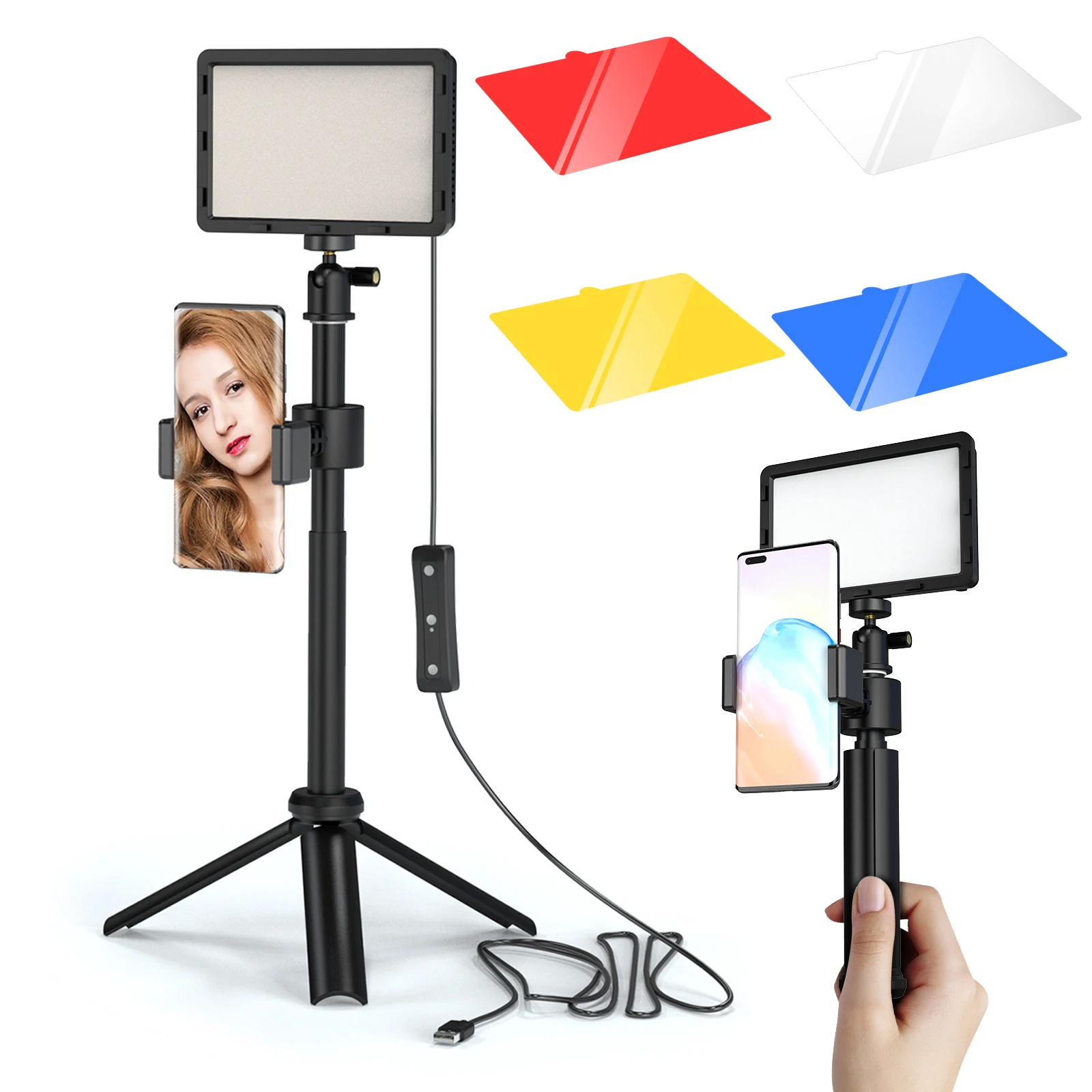 LED Photo Studio Video Light Panel Lighting Photography Lamp Kit With Tripod Stand RGB Filters For Shoot Live Streaming Youbube