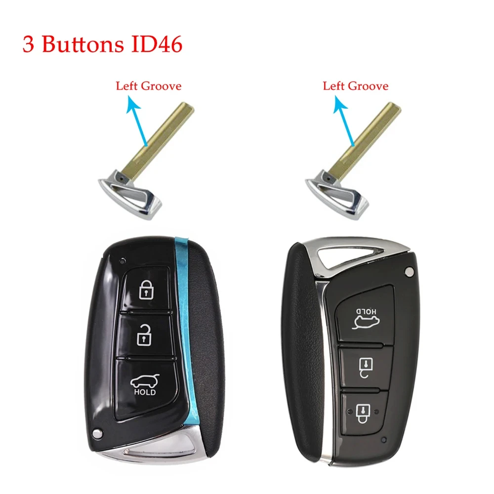 YIQIXIN Remote Car Key For Hyundai Santa Fe Genesis Azera 2012 2013 2014 2015 3 Buttons 433MHz ID46 Chip FCC ID: 95440 2W500