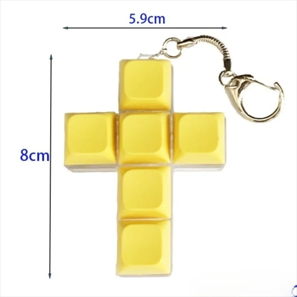 Entspannende DIY-Tastatur, Fidget-Schlüsselanhänger, Tastenkappe, Kreuzform, Clicker-Spielzeug, Linderung von Stress, Tasten, Knopf, Kneifspielzeug für Erwachsene