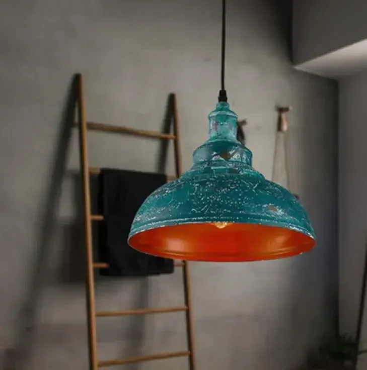 

Loft retro industrial style old green pot cover decorative lamp restaurant bar iron lamp bar Internet cafe Chandelier