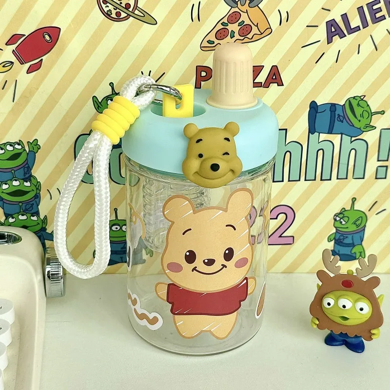 Tasse à paille en plastique portable, dessin animé créatif, Disney, Lotso, Alien, Winnie l'ourson, mignon, simple, à la mode, nouveau, étudiant