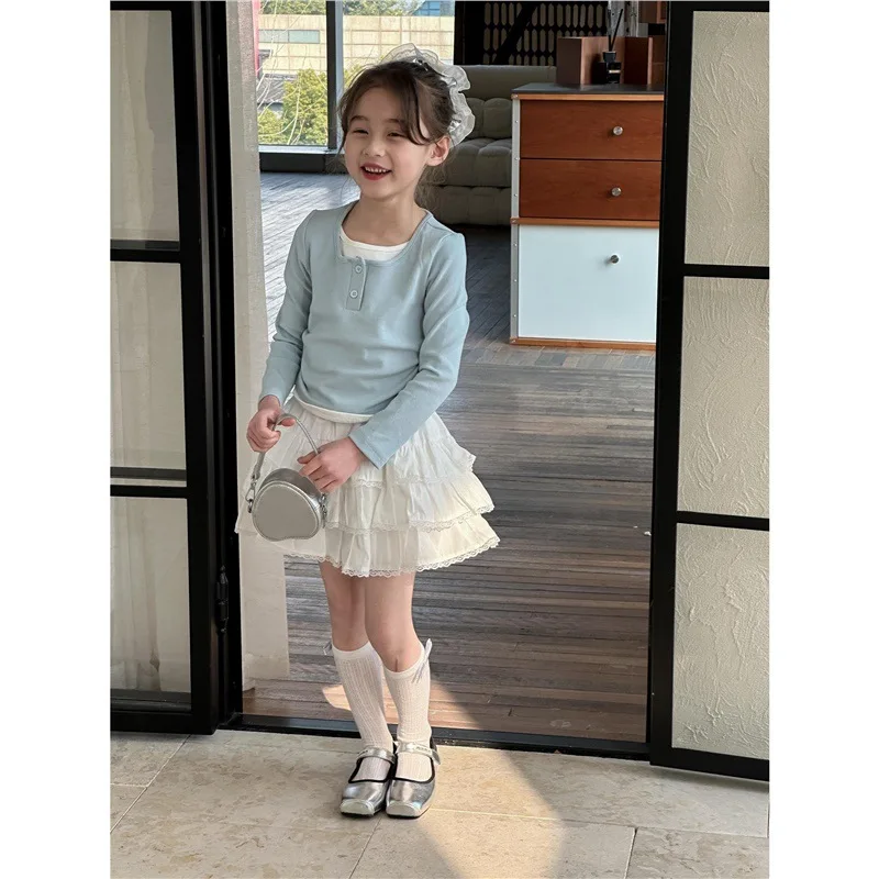RAISE Summer Kids Girls Skirt White Children Girls Bubble Cake Skirts Elastic Waist Infant Baby Girl Lace Skirt 1-12Y Girl Dress