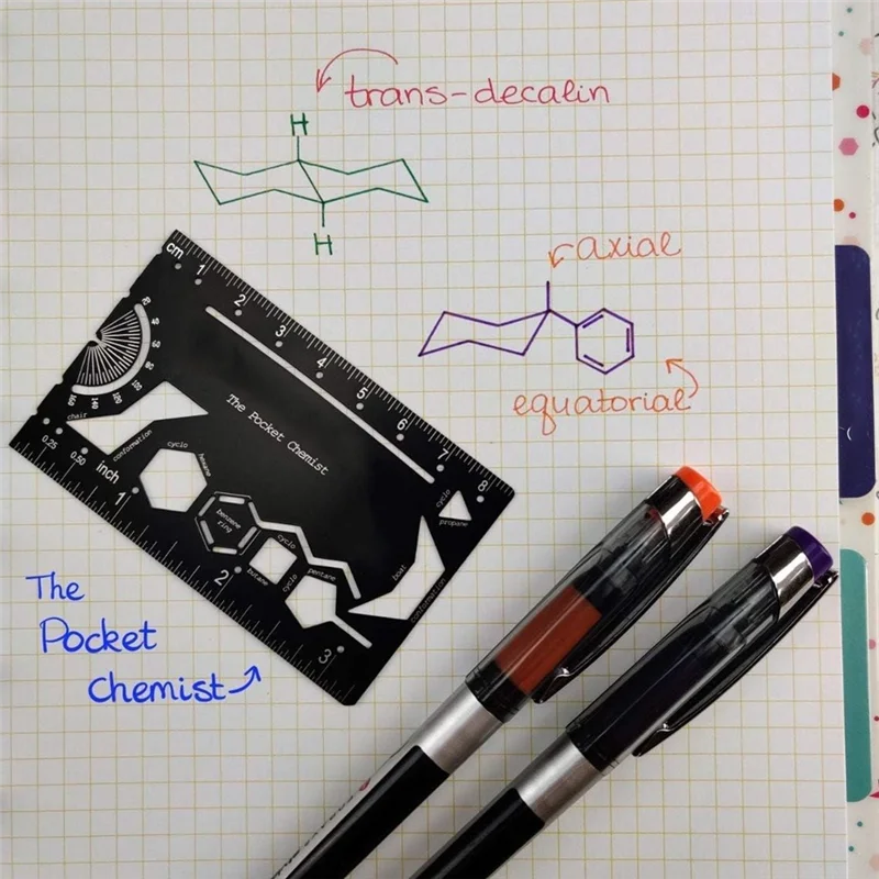 ABKW-Pocket Chemiker Schablone für organische Chemie, Zeichenschablone für Chemiker, Chemieingenieur