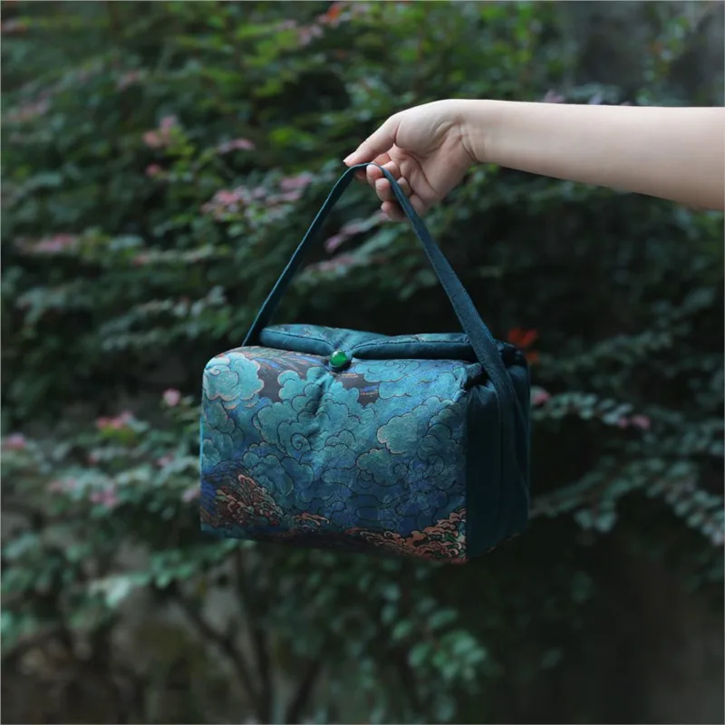 Chinese Style Printed Handle Travel Bag Tea Ceremony Storage Cloth Bag Portable Large Cloth Bag Tea Ceremony Accessories ZF167