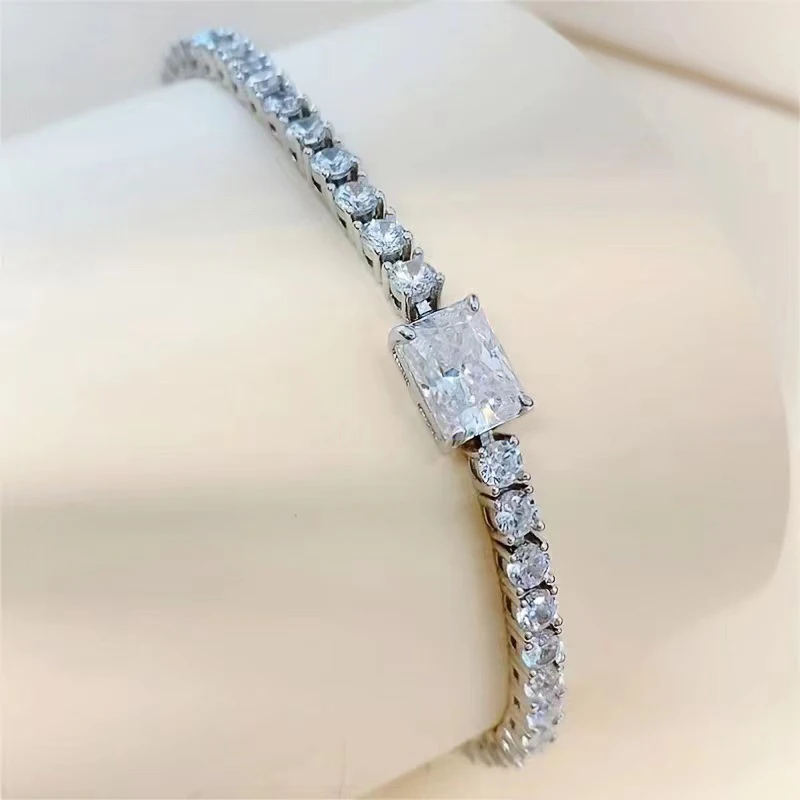 CHENWENCHENWEN 2CT D VVS1 Moissanite Tennis Bracelet full GRA 925 sterling silver plated 18k white gold for women and men