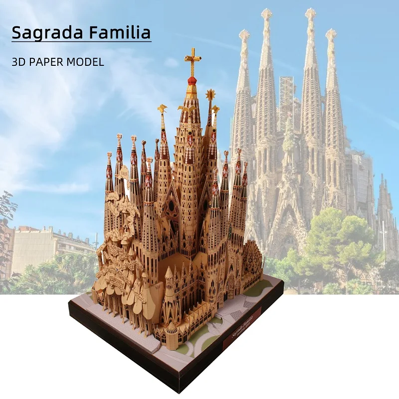 World Famous Architecture Spain Cathedral Sagrada Familia Roman Catholic Church Paper Model DIY Student Handwork Home Decoration