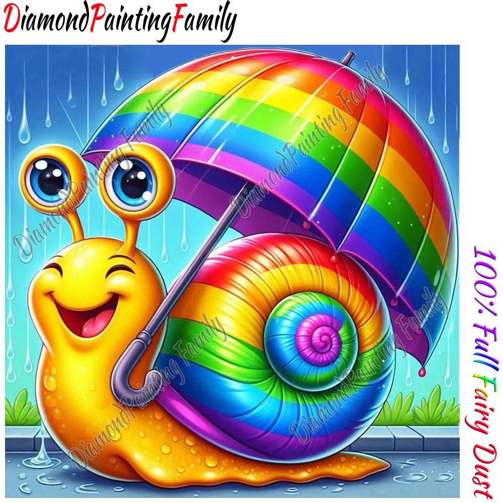 Diamond Painting Family Full Fairy Dust Diamond Art Colorful Snail Crystal Resin Mosaic Painting Kit AB Drill Cross Stitch Set view 5