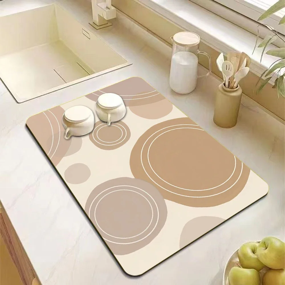 Modern Abstract Geometric Absorbent Dish Drying Mat Decor Multi Functional Kitchen Counter Dining Table Coffee Machine Pad