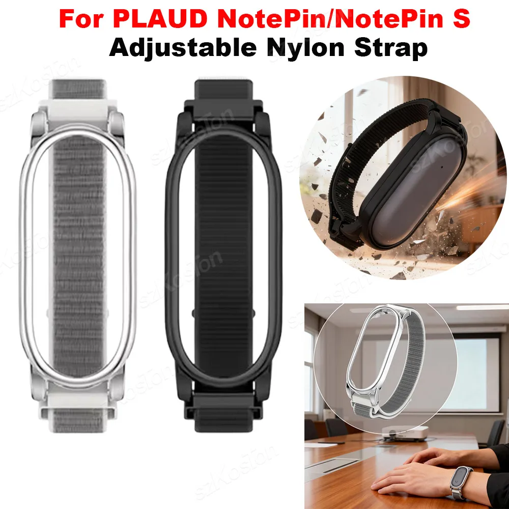 

For PLAUD NotePin/NotePin S Voice Recorder Adjustable Nylon Wristband & PC Frame Strap Wrist ​Band Accessories