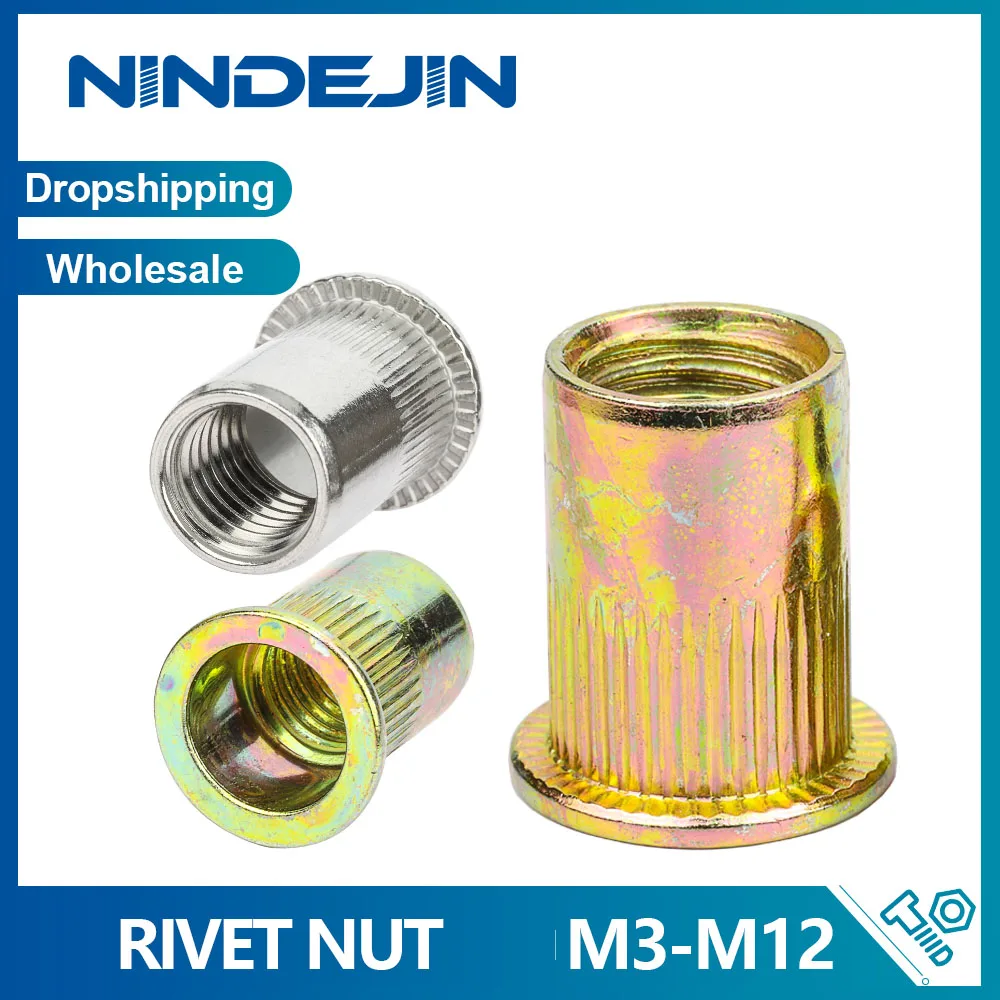 NINDEJIN 150-2400pcs Rivet nuts M3 M4 M5 M6 M8 M10 M12 Blind Rivet Nut Rivnut Threaded rivet Fasteners Wholesale