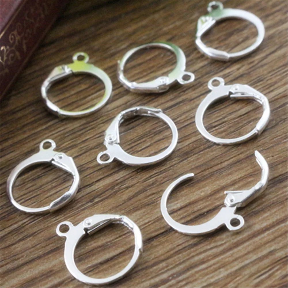 14x12mm 30pcs High Quality Silver Plated Rose Gold Color Rhodium Plated Brass French Earring Hooks Wire Settings Base Whole Sale