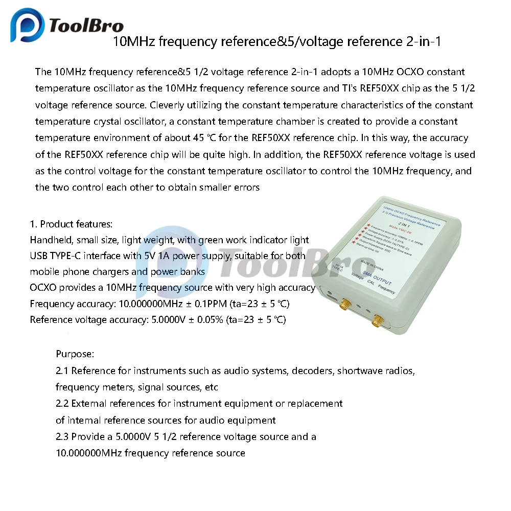 Imagem -05 - Ocxo Frequency Voltage Reference Onda Quadrada Oscilador de Cristal Calibração Volt Temperatura Constante 5v 1a tipo c 10mhz