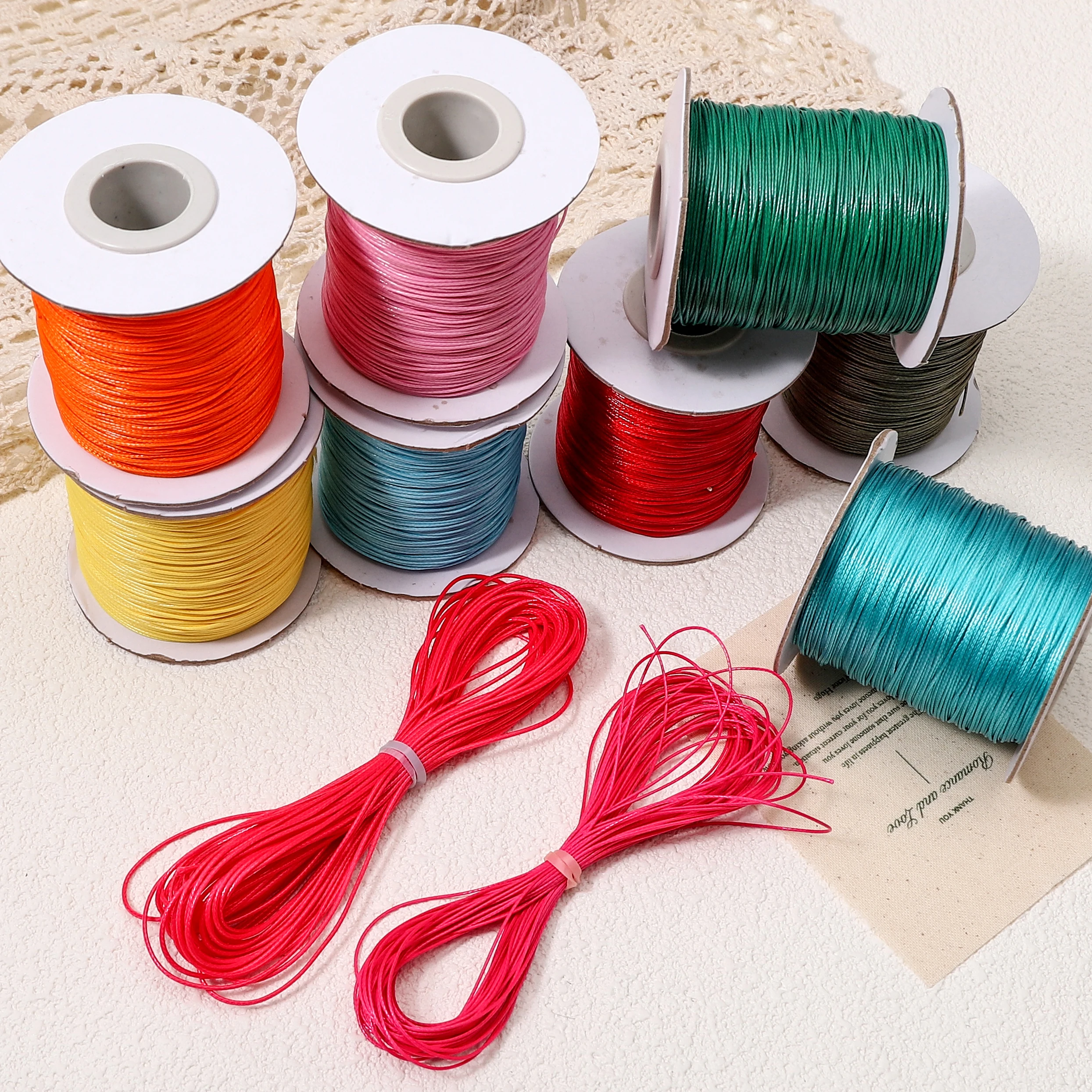 Fil ciré rond coloré de 0,5/0,8/1/1,5/2/2,5 mm pour travaux en cuir, accessoires de couture DIY, sacs faits main, cordon tressé, ficelle cirée