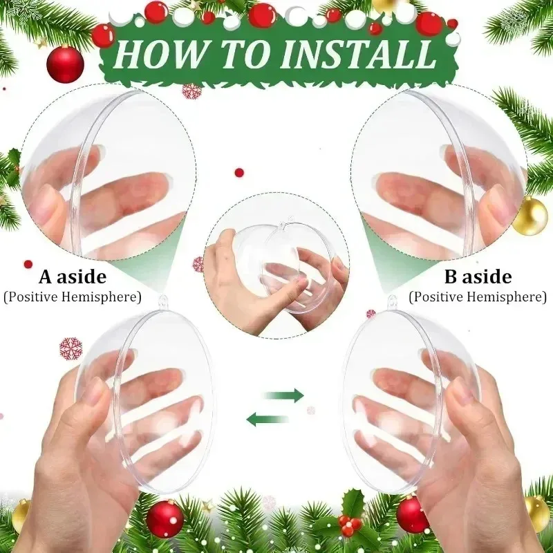 20/1pcs Christmas Transparent Fillable Bauble Ornaments