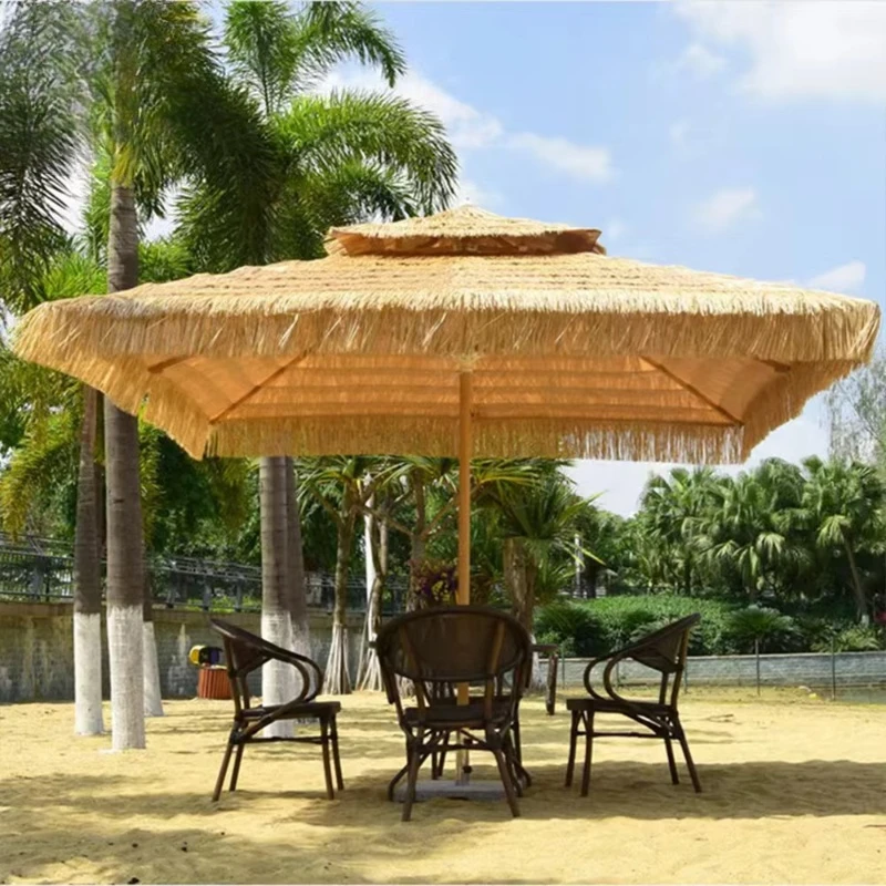Modern design outdoor beach parasol windproof thatch parasol for parks and beaches