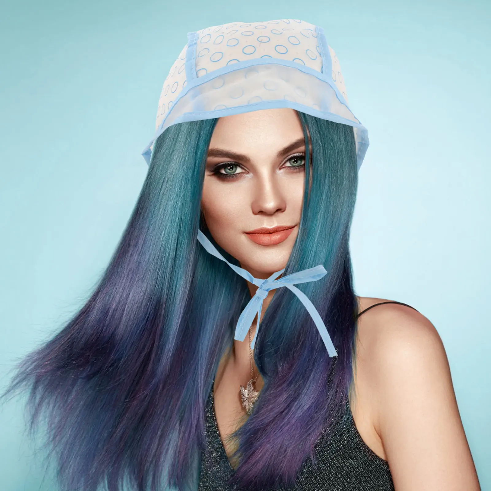 

22Pcs Professional Hair Highlighting Cap Kit for DIY Salon Hair Dyeing Coloring with Metal Hooks Clear Film Holes Skin