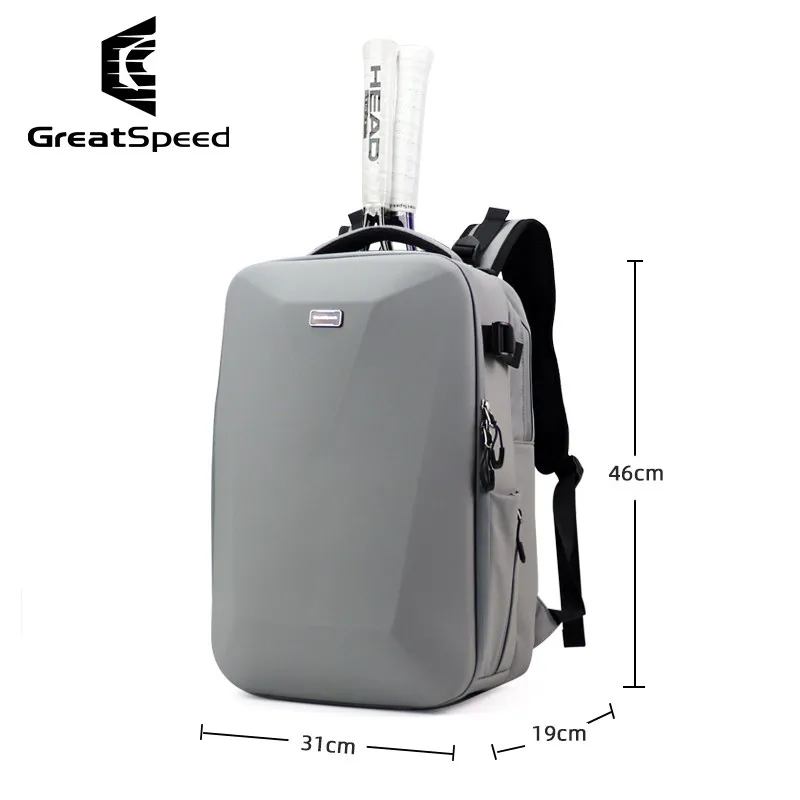 2026 GreatSpeed Men Women Tennis Racquet Backpack High Quality Grey Oxford Squash Tennis Badminton Bag 2R Tennis Racket Backpack