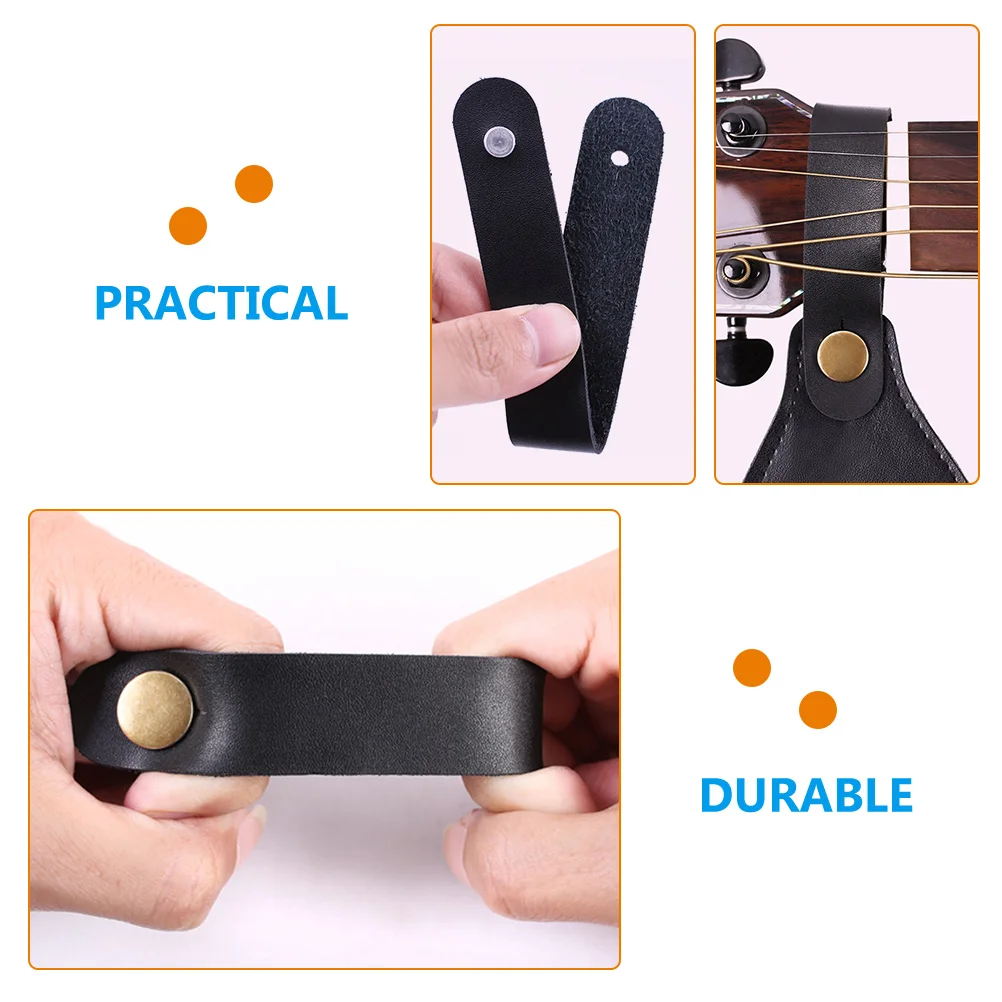 2 Pcs Headstock Neckband Headband Guitar Strap Button Straps Tie Microfiber Creative Folk Fixing