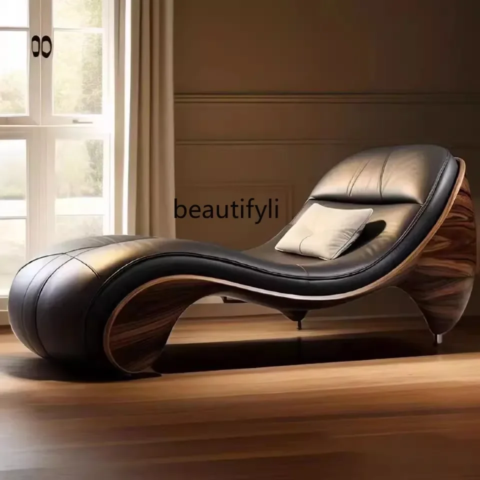 

X Light luxury single person, leather sofa, can sit or lie down, high-end sofa furniture