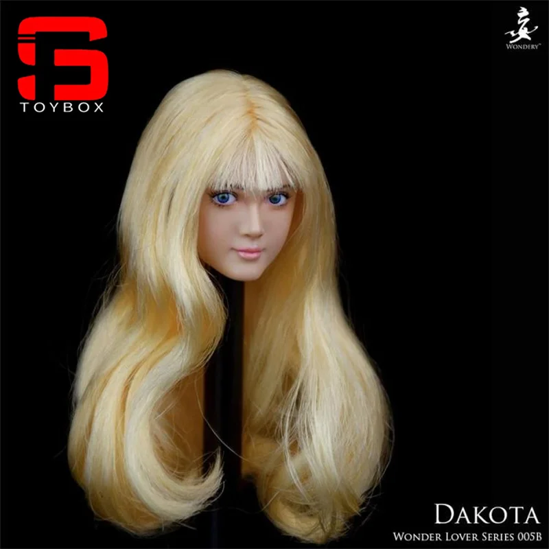 WONDERY WLS005 1/6 Zonnebrand Bleke Vrouwelijke Beweegbare Ogen Blond Haar Head Sculpt Carving Model Fit 12 ''Soldaat Action Figure