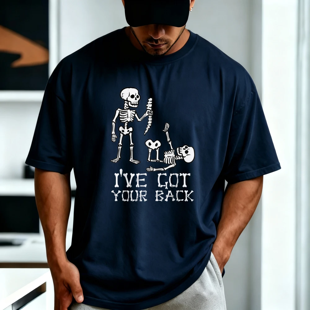 Halloween Skeletons Ive Got Your Back T-Shirt Funny Adult Joke Meme Graphic Printed T Shirt Casual Fashion Summer Cotton Tees