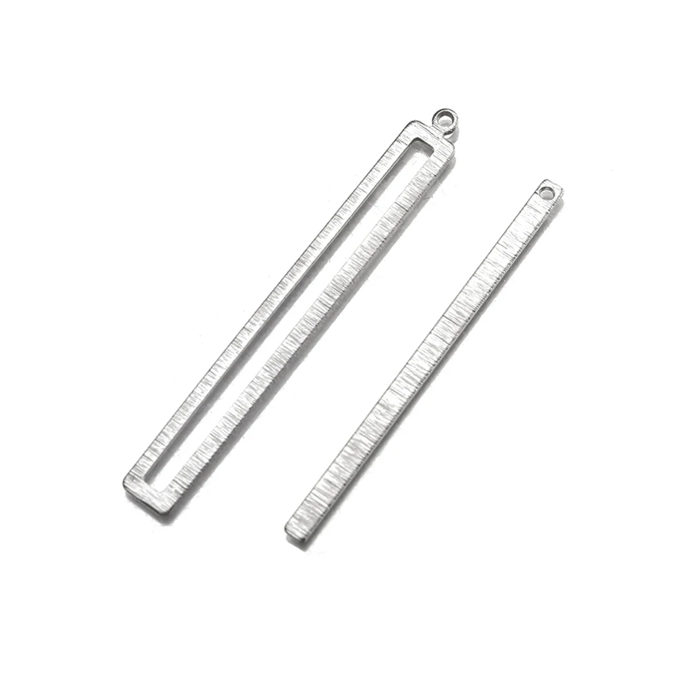 10 Pcs Argent Plaqué Laiton Brut Texturé Barre Verticale Long Bâton Charmes Géométrique Boucles D'oreilles Pendentif Pour Diy Bijoux Collier Faire