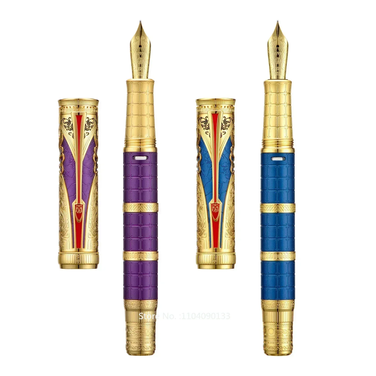 New Colour! Hongdian D5 Qin Piston Fountain Pen Dynasty Series Extra Fine/ Fine Nib Exquisite Retro Writing Engraved New