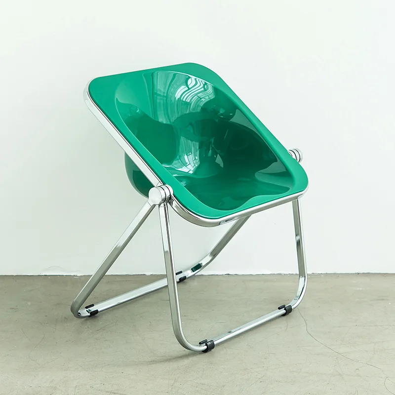 

Olevo 2025 Nordic Medieval Folding Chair Simple Household Transparent Chair Small-sized Milk Tea Shop Restaurant Waiting Chair