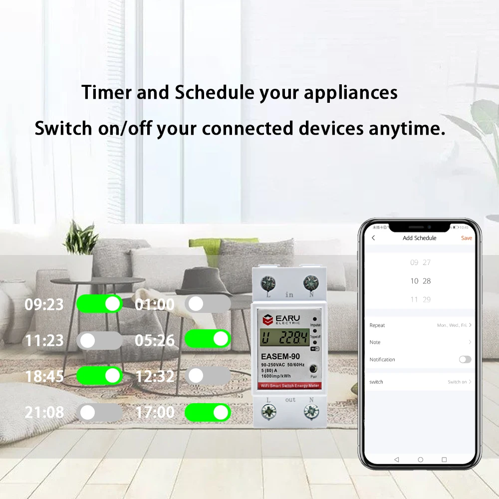 Tuya WiFi الذكية الطاقة متر استهلاك الطاقة كيلوواط ساعة الفولتميتر 90-250 فولت الدين السكك الحديدية التحكم عن بعد التبديل الحياة الذكية أليكسا جوجل المنزل #6