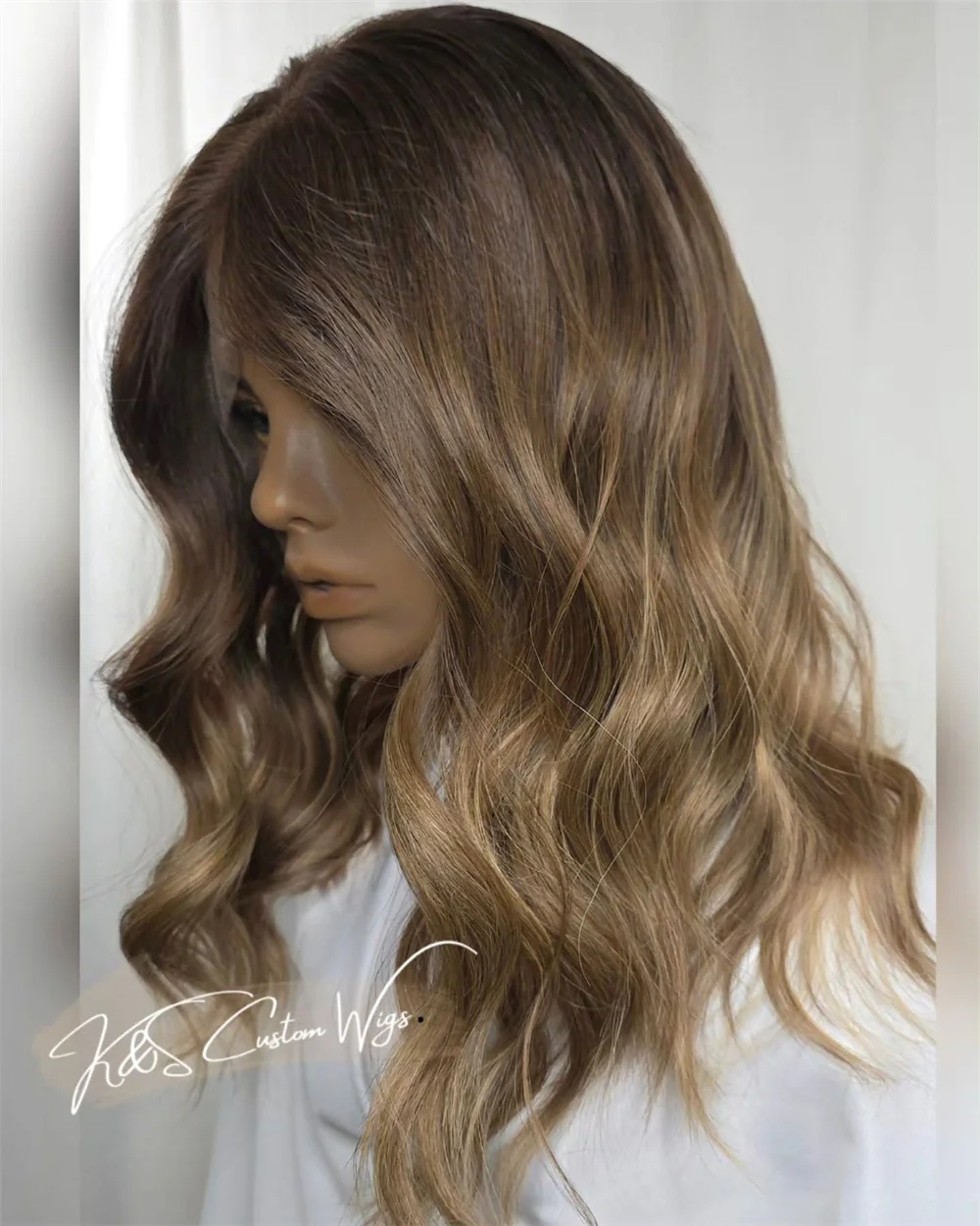 

Коричневый парик балаяж с блонд-оттенками, волнистый, до плеч, 18 дюймов, натуральный волнистый синтетический парик с кружевной передней частью, без клея, для повседневного использования, для женщин