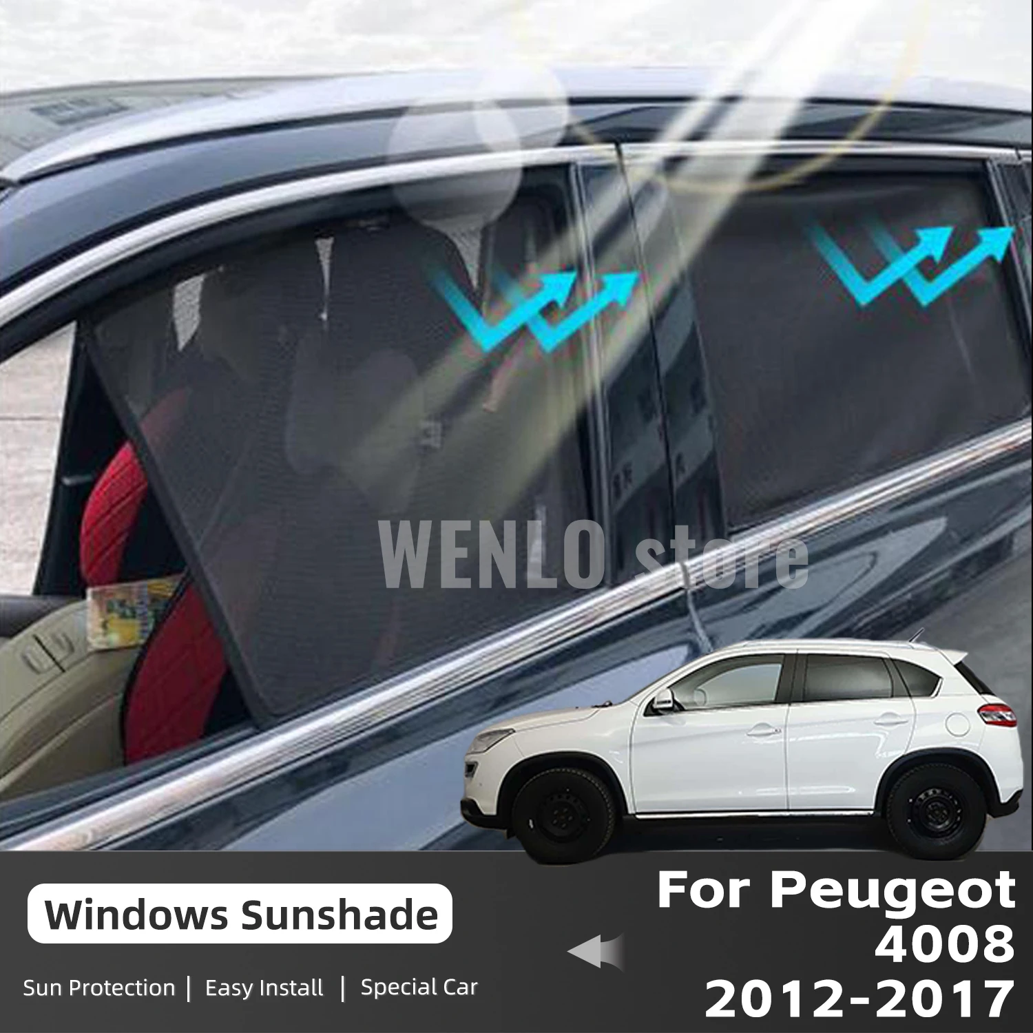 

For Peugeot 4008 2012-2015 2016 2017 Magnetic Car Sunshade Shield Front Windshield Frame Curtain Rear Side Window Sun Shade