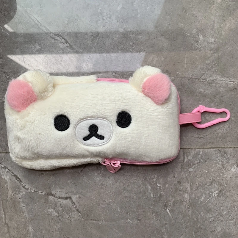 Rilakkuma Korilakkuma حقيبة الهاتف الذكي القطيفة الحقيبة المرأة أنيمي الدب الوجه Kawaii لطيف حامل قضية الهاتف المحمول