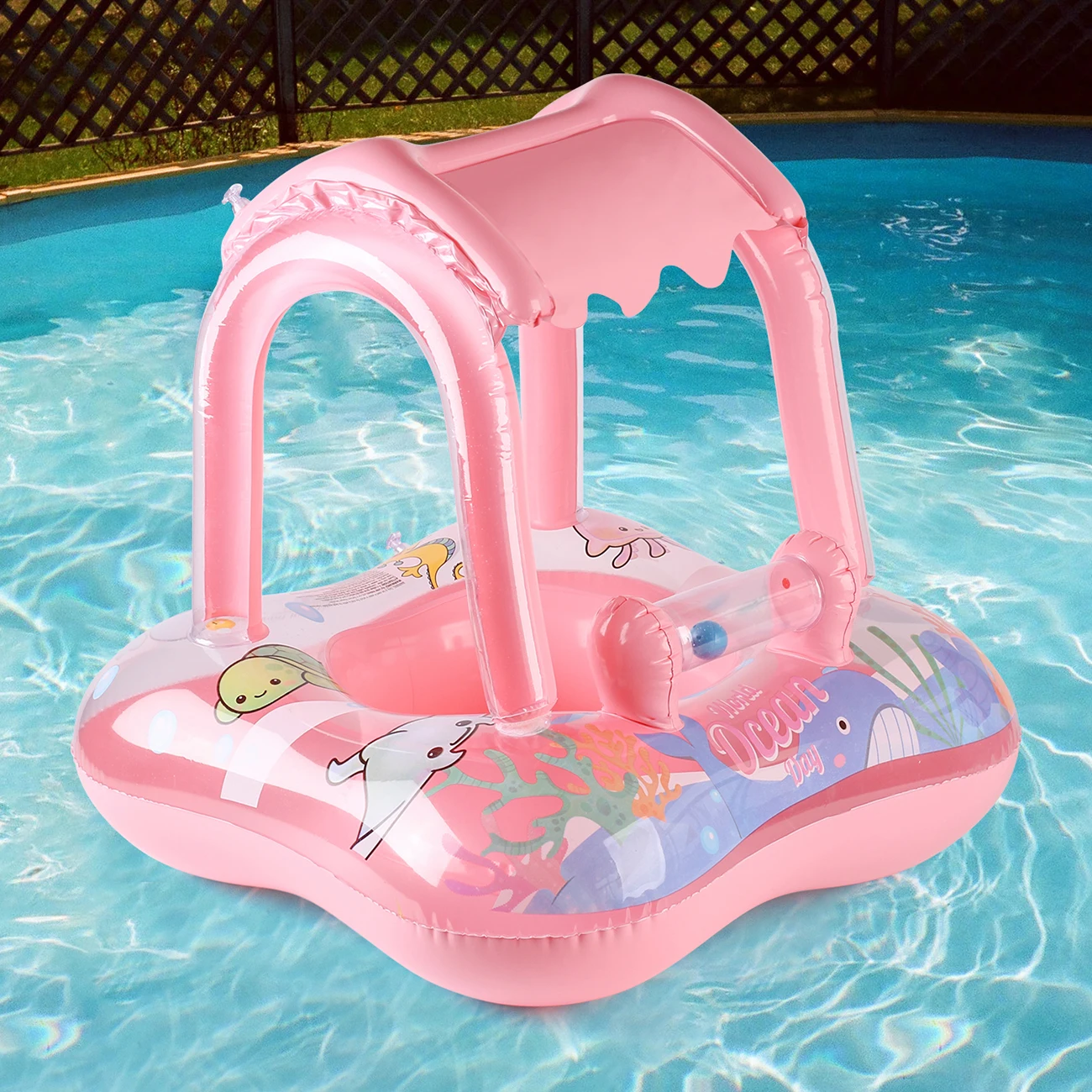 Baby Pool Float with Sun Canopy for Infants and Toddlers 3