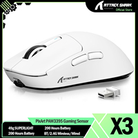 ATTACK SHARK X3 Wireless Gaming Mouse PixArt PAW3395 49g SUPERLIGHT, BT/2.4G Wireless/Wired, 6 Adjustable DPI up to 26000