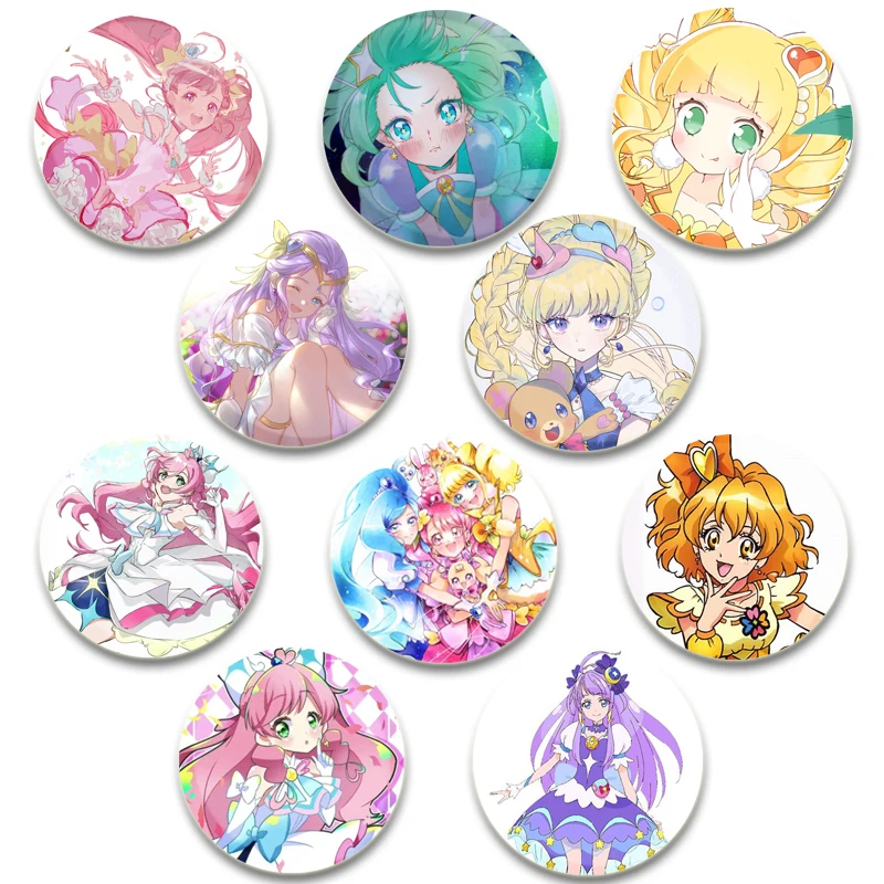 SuitePrecure HD Print Brooch Anime Badge Cartoon Figure Sakagami Ayumi Cure Melody Round Display Brooches Handmade Pins Jewelry