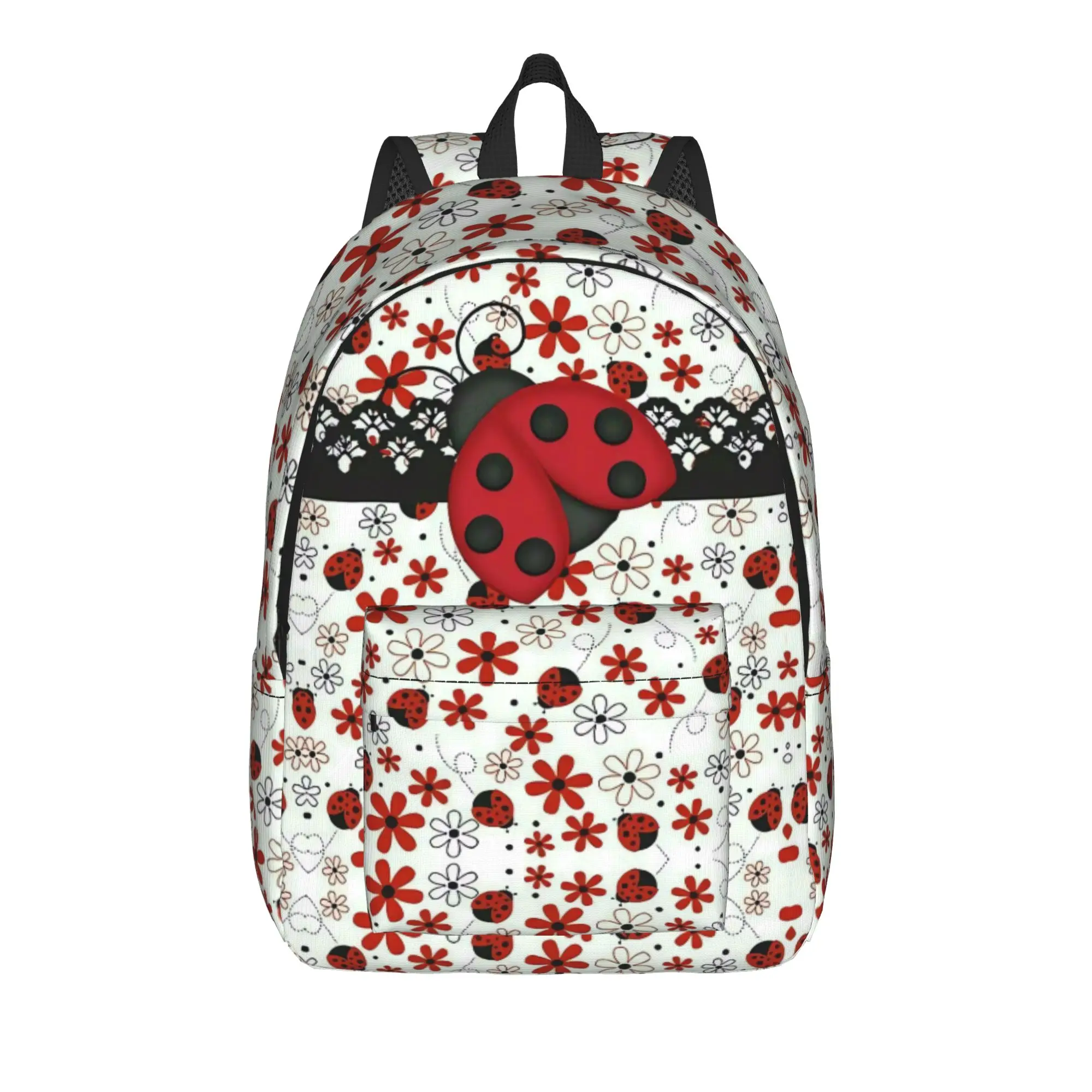 Ladybugs And Flowers Backpack  Sport Backpacks Youth Design Breathable High School Bags Style Rucksack