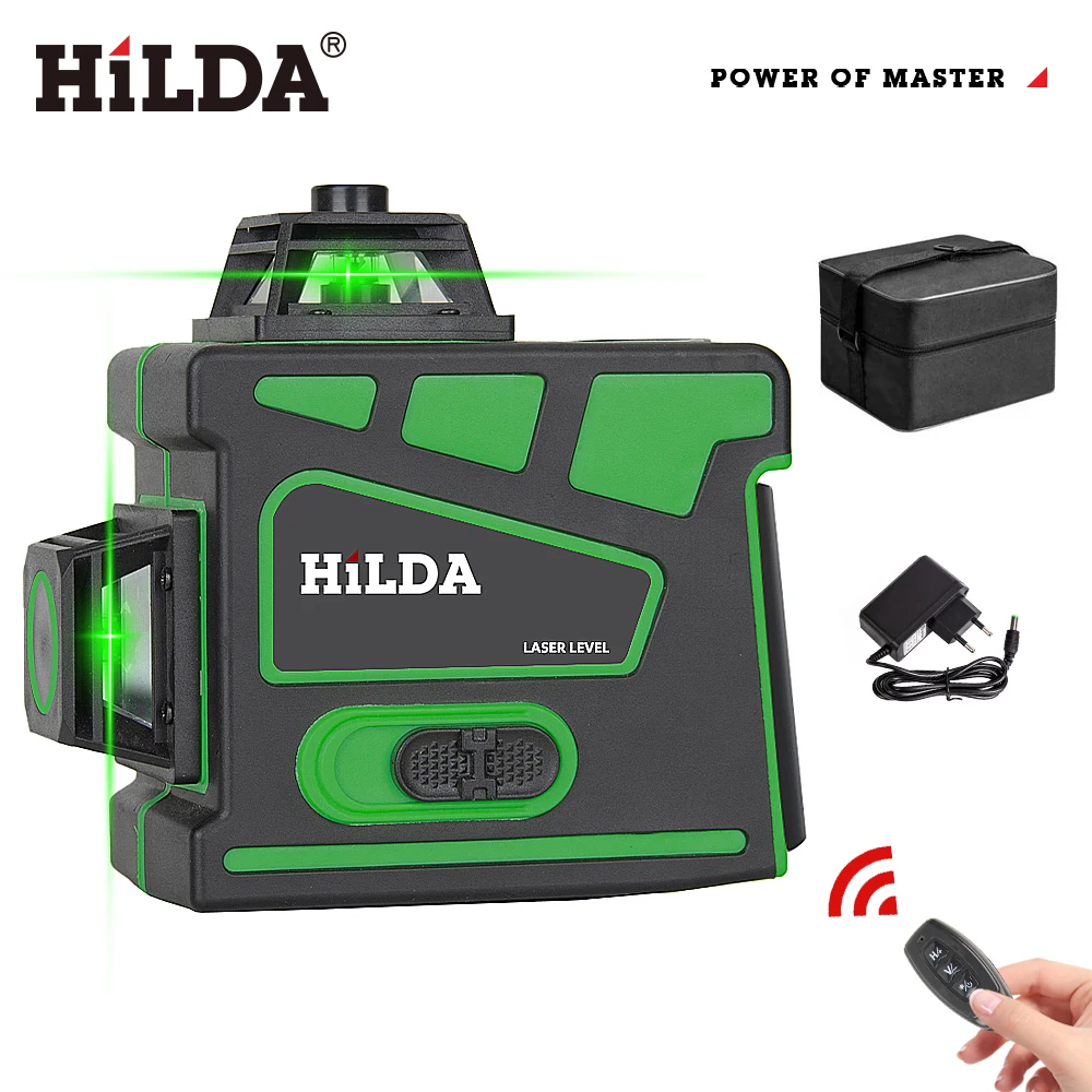 HILDA 3D New Style 12 linee livello Laser autolivellante 360 croce orizzontale e verticale linea di raggio Laser verde Super potente