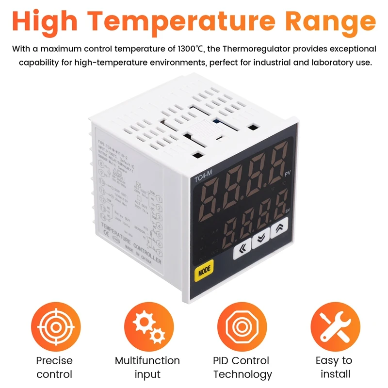 ترموستات الرقمية متحكم في درجة الحرارة AC85-265V التيار المتناوب PT100 K J المدخلات TC4M PID التحكم في درجة الحرارة منظم الحرارة 1300 ℃