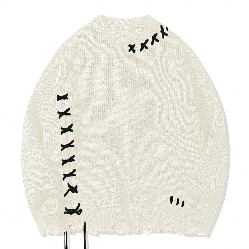 2025 New Style Men's Knitted Sweater  Laid-back Design with Intricate Stitching  Streetwear Style Cropped Knitted Garment