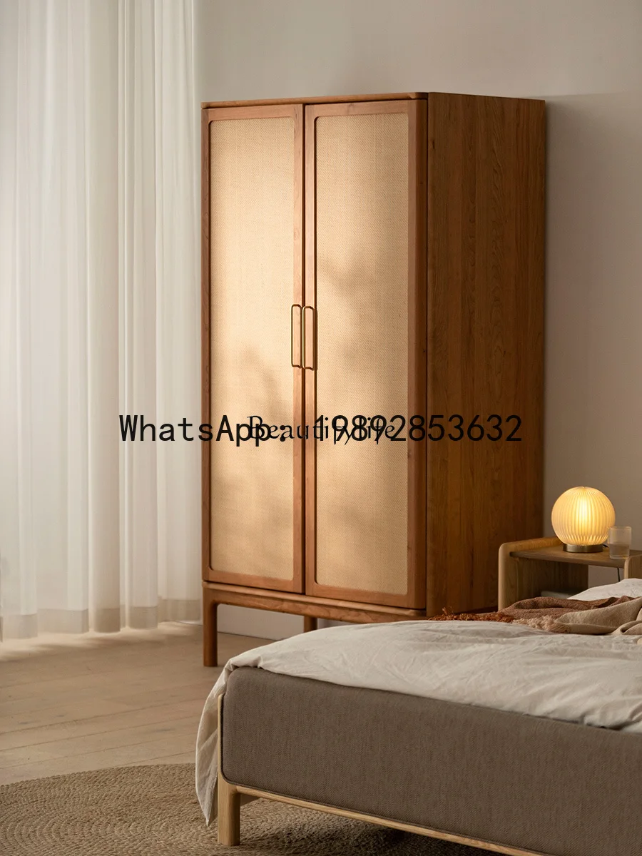 QQ Solid wood assembly large wardrobe household bedroom simple clothes storage cabinet