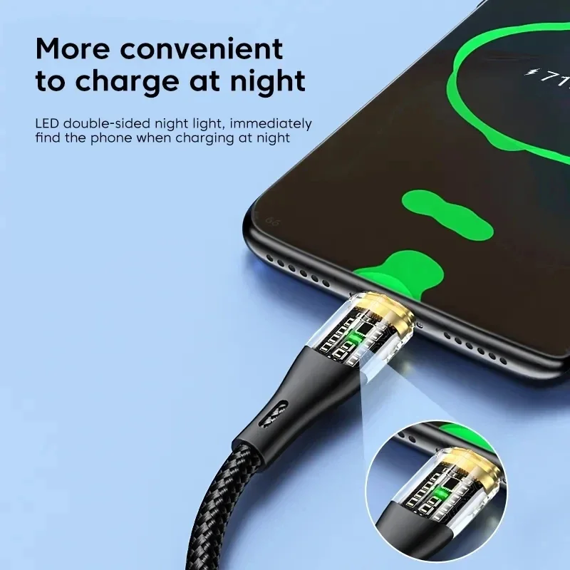 Xiaomi 120W Type-c Charger Cord 6A USB To Type C Cable Super Fast Charging Data Cord For Redmi Note 11 Samsung S21 S22 Huawei