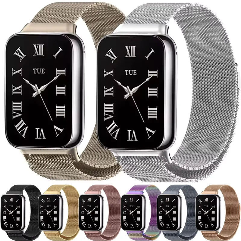 Bracelet à boucle milanaise pour Xiaomi Mi Band 9 Pro/Mi Band 8 Pro, Bracelet magnétique en métal, montre Redmi 4/5, ceinture respirante