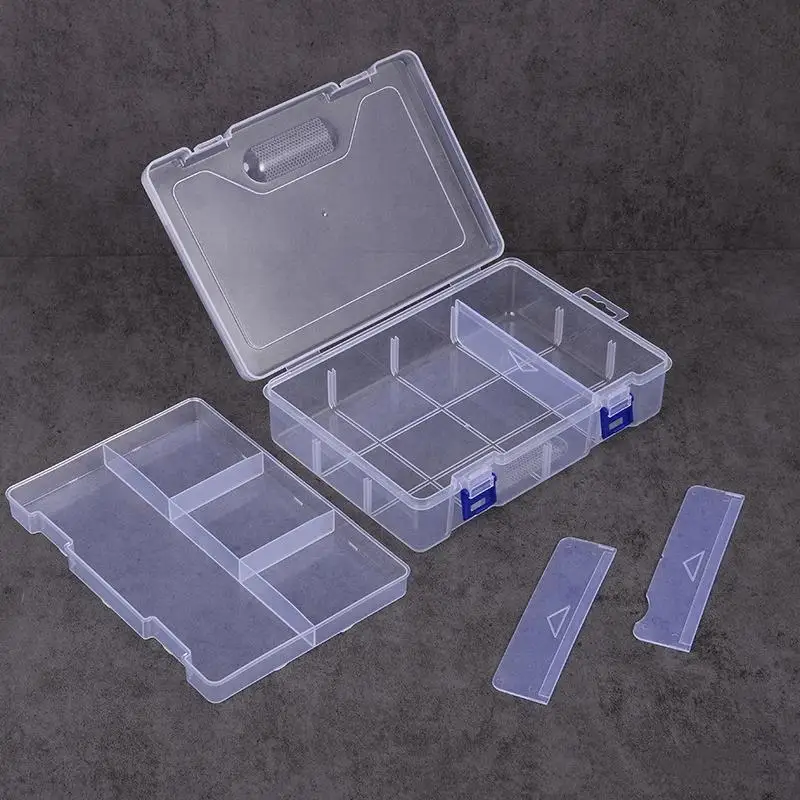 Multi-Lattice Clear Storage Box 1Pcs Removable Partition Organizer for Nail Art Rhinestones Stickers Tools