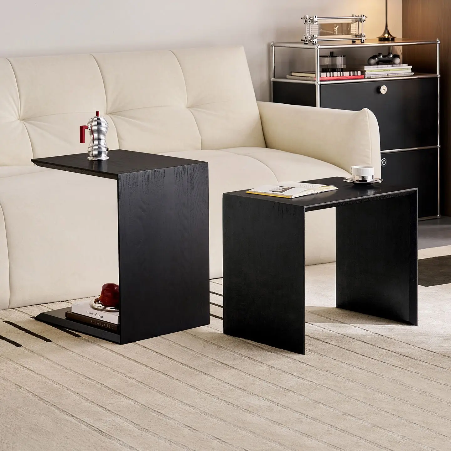 Italian Minimalist Solid Wood Side Table Coffee Table Living Room Luxury Movable Corner Accent Table Furniture Bed Side